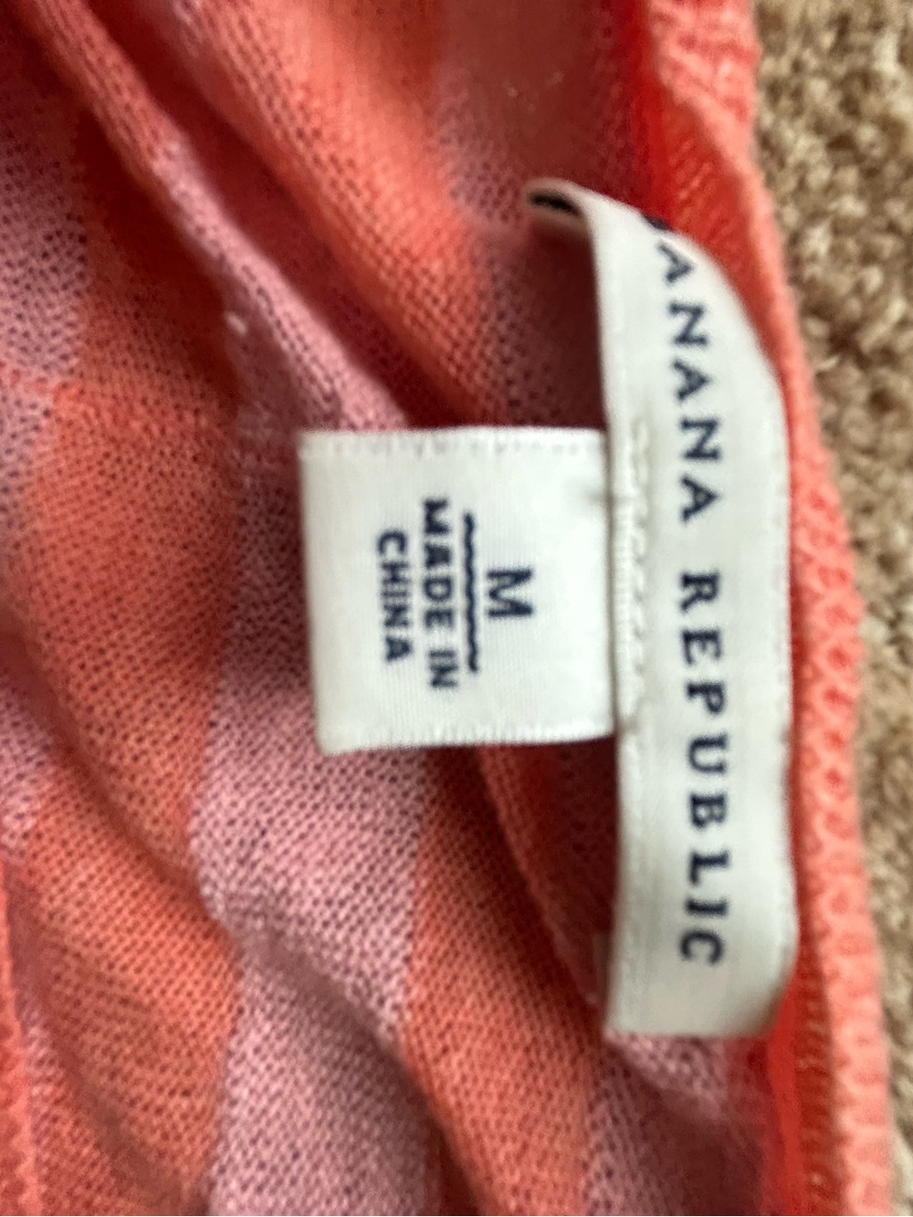 Banana Republic Coral and Blush Stripe Knit Top